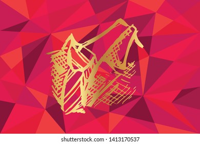 Vector Illustration of Man Suit Necktie Icon with Red Polygon and Geometric. Graphic Design for Template, Layout, Background, Poster and More. 