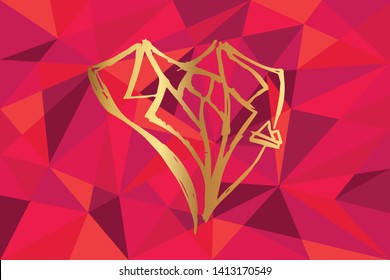 Vector Illustration of Man Suit Necktie Icon with Red Polygon and Geometric. Graphic Design for Template, Layout, Background, Poster and More. 