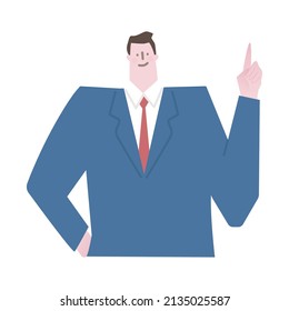 Ilustración vectorial de un hombre en un traje que habla de puntos.