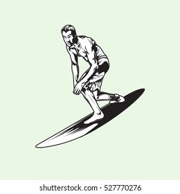 Vector Illustration Man Surfing Stock Vector (Royalty Free) 527770276 ...