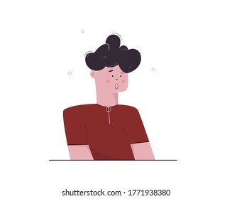 Vector illustration. Man surprised by what he saw or heard.