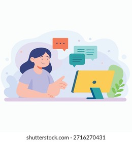 Ilustración vectorial de un hombre con una tableta PC