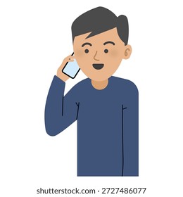 Ilustração vetorial de um homem falando no smartphone