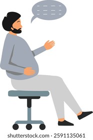 Vector illustration of a man talking while sitting on a chair