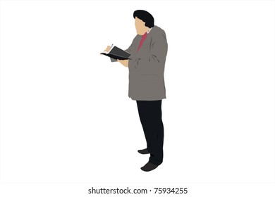 Vector illustration of a man talks by mobile phone