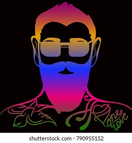 vector illustration man with tattoo