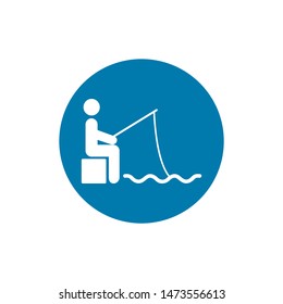 Vector / illustration of a man that is fishing in the water. Flat on white background. EPS 10