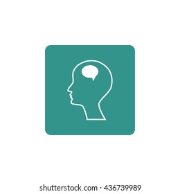Vector illustration of man thoughts sign icon on green background.