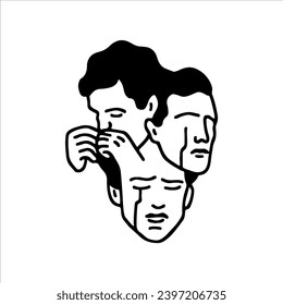 vector illustration of man with three heads concept