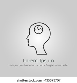 Vector illustration of man time sign icon on grey background.