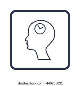 Vector illustration of man time sign icon on blue round background.
