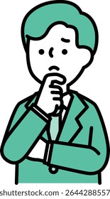 Vector illustration of a man with a troubled expression and pose