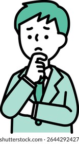 Vector illustration of a man with a troubled expression and pose