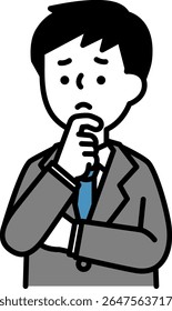 Vector illustration of a man with a troubled expression and pose