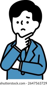 Vector illustration of a man with a troubled expression and pose
