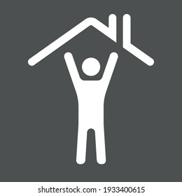 
Vector illustration of a man under a roof.