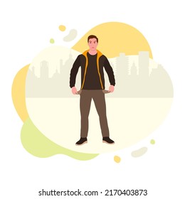 Vector Illustration Man Is Upset. Emotions. Depressed Man Is In Pain. Businessman Has Problems At Work. Lack Of Funds, Inability To Pay. Man Suffering. Stressed Person. Guy Get Trouble In His Life