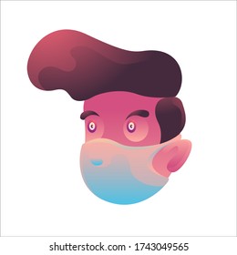 Vector illustration of a man using masker during corona virus, covid-19 pandemic
