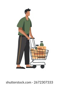 homem de ilustração vetorial com legumes na cesta