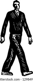 Vector illustration of a man walking