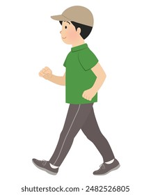 Vector illustration of a man walking and exercising