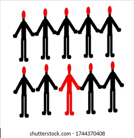 Vector illustration of a man wearing a black shirt where one of them is wearing a red shirt and wearing a red hat