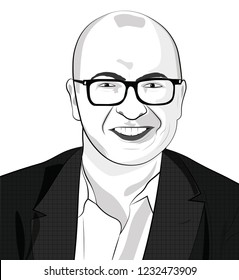vector illustration of a man wearing coat glasses smiling happy boss manager employee