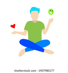vector illustration of a man who is meditating making choices