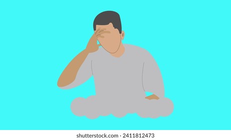Ilustración vectorial de un hombre que está pensando o mareado