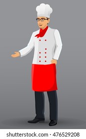 vector illustration of a man who works as a chef