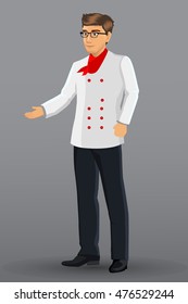 vector illustration of a man who works as a chef