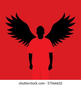 Vector illustration of a man with wings.