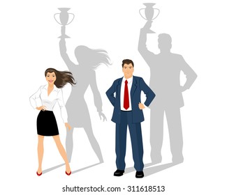 Vector illustration of a man and woman - business leaders