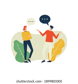 Vector illustration, man and woman having a conversation, discussion