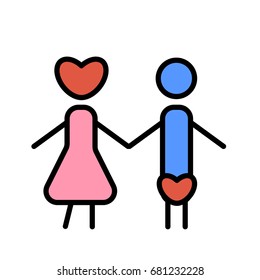 Vector illustration of man and woman in love  on white background