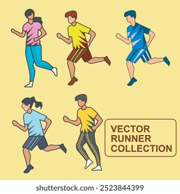 Vector illustration of man and woman wearing athletic clothing running together. wear sports clothes, wear shoes and sports pants. for sports blogs, infographics and illustration elements