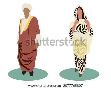 vector illustration of man and women in Sudan costume