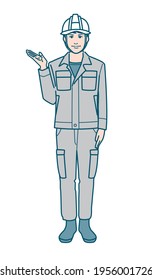 Vector illustration of a man in work clothes wearing a helmet