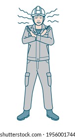 Vector illustration of a man in work clothes wearing a helmet