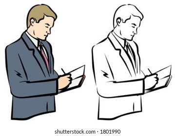 Vector Illustration of a Man writing. You can easily change the colors in this image the way you like
