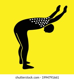 vector illustration of man yoga pose with stretching sign