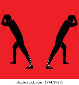 vector illustration of man yoga pose with stretching sign