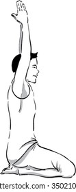 Vector illustration of a man in a yoga pose.