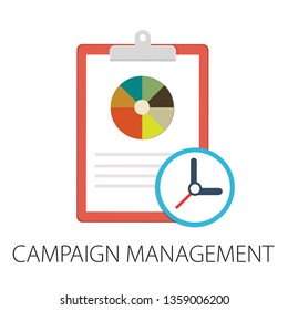 Vector illustration of management concept with word "compaign management" Advertising concept icon.