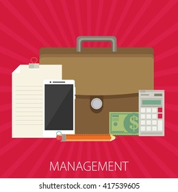 Vector illustration of management flat design concept.