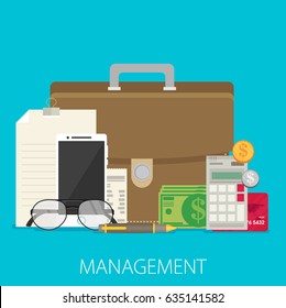 Vector illustration of management flat design concept.