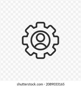 Vector illustration of management man icon in dark color and transparent background(png).