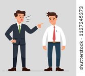 vector illustration a manager or boss angry to their employee, bullying at work, man worker get bully from his office mate