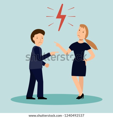 Vector illustration of a manager or boss angry at their employees, intimidation at work, man worker get from his assistant at work