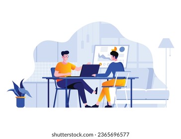 Vector illustration managers business meeting concept flat style